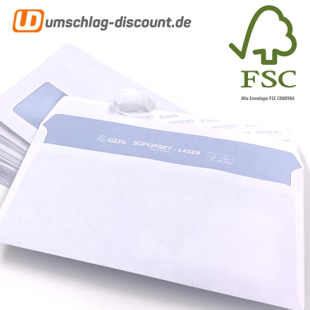 Umschläge mit Fenster für Laserdrucker 220 x 110 mm, DIN lang