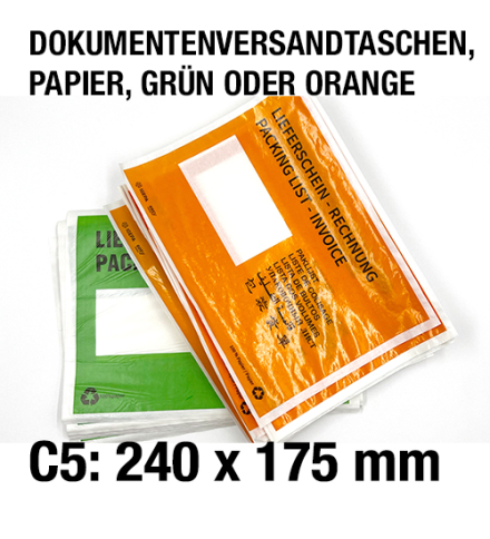 Dokumententaschen aus Papier, C5, grün