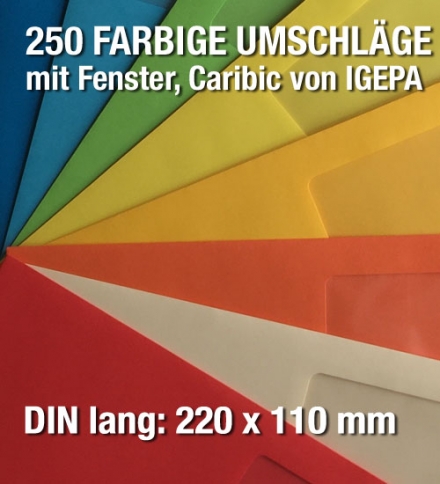 Farbige DIN-lang-Fensterumschläge, Caribic von IGEPA